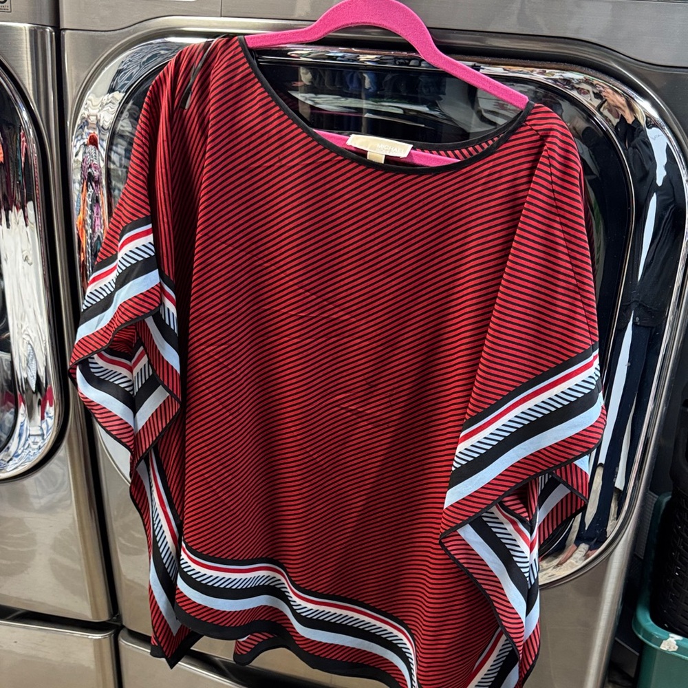 Michael Kors Red and Black Striped Blouse size 2x